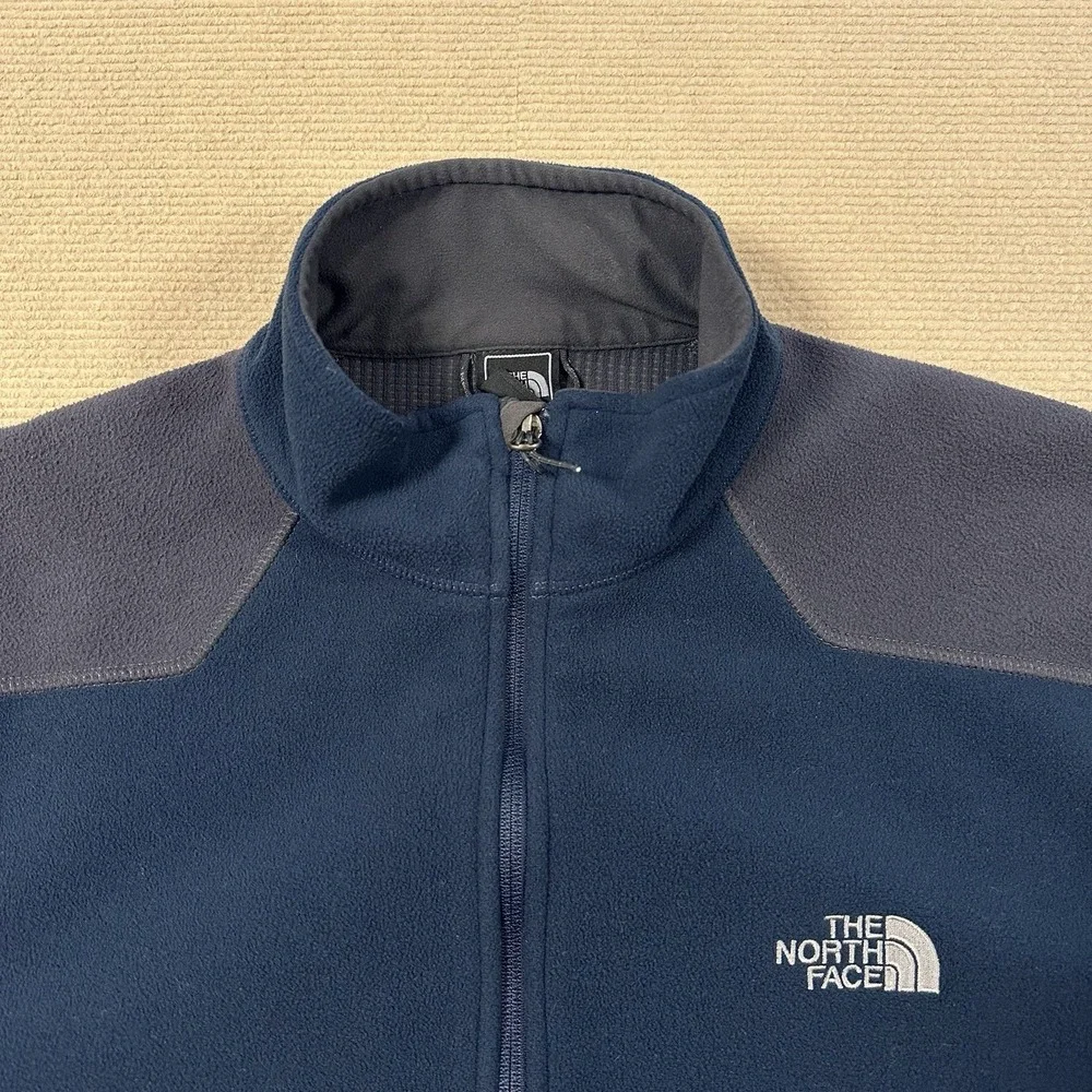The North Face WindWall 1 Fleece Jacket Mens L Blue Gray Full Zip Outdoor Hiking